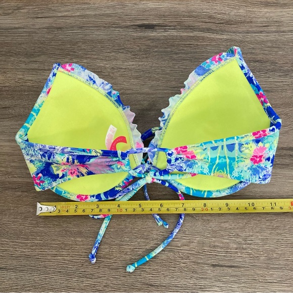 Victoria’s Secret Womens Bra 34C Halter & Back Tie Ruffle Bow Push Up Tropical - Picture 11 of 11
